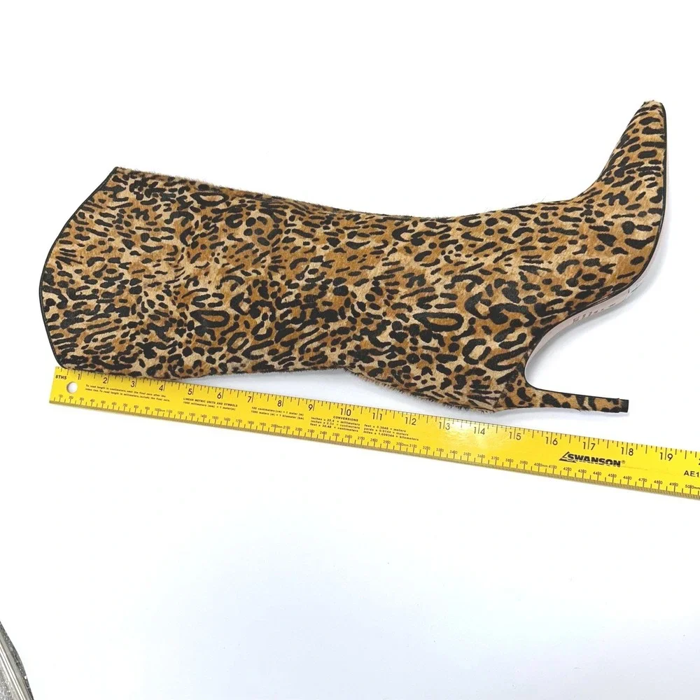 Schutz Size 5.5 Leopard Print Knee High Boots Calf Hair Stiletto Heels NEW  $338